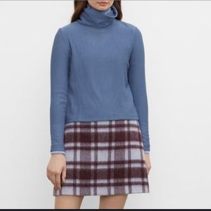 Club Monaco NWT Purple Plaid Wool Blend Centie Skirt Sz 6